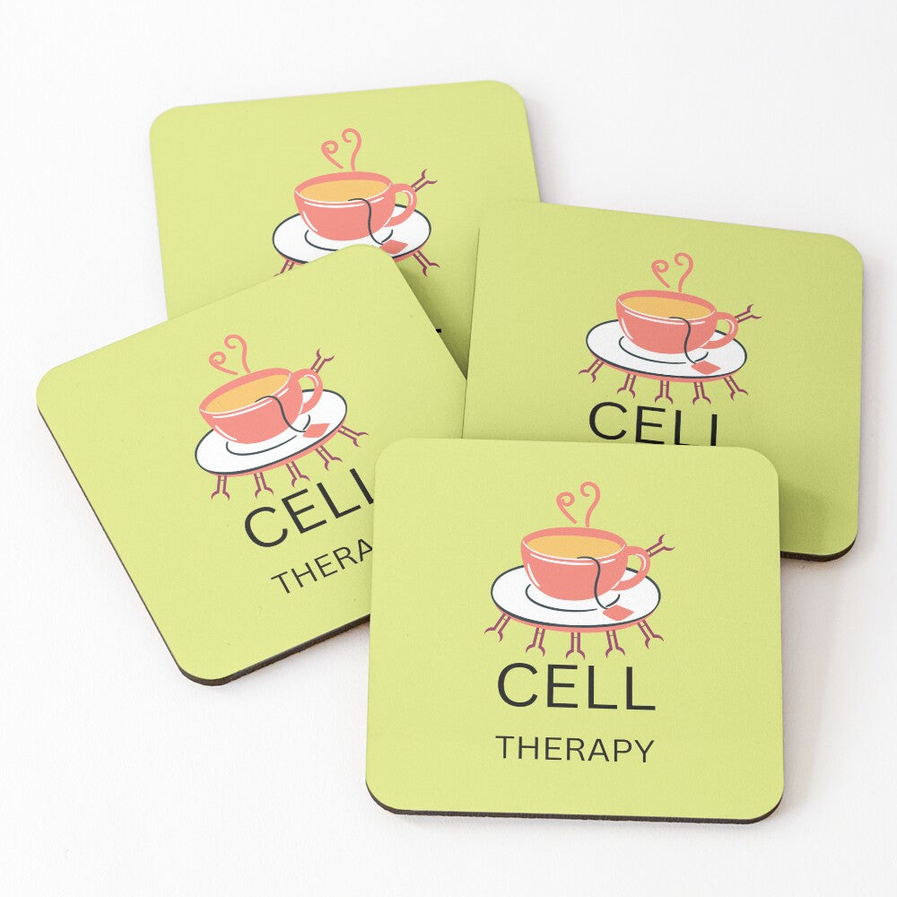 4x T-cell (tea cell) therapy coasters
