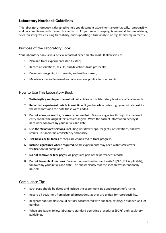 T-cell Therapy Laboratory Notebook – 97 Pages for Lab Experiment Documentation