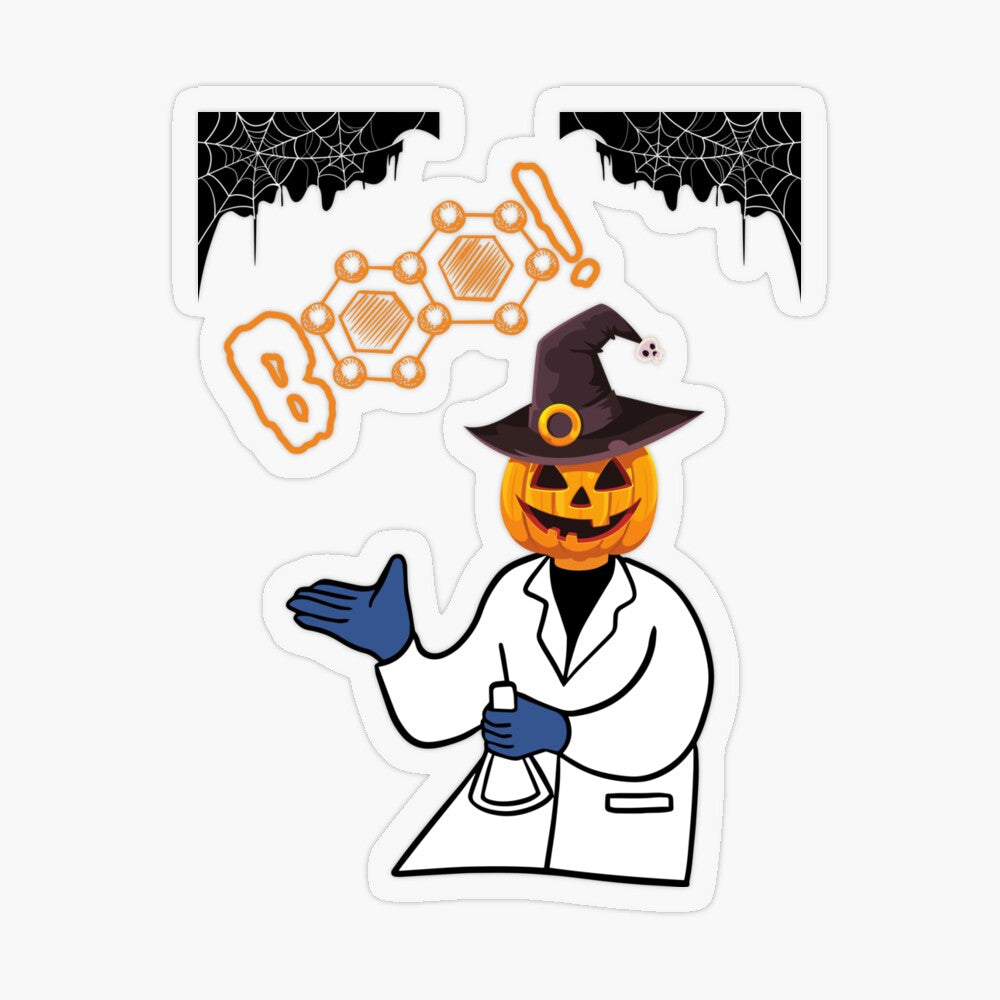 Spooky scientist glossy sticker